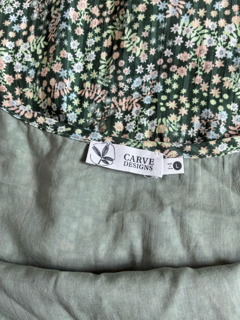 Green Floral Midi Sundress - Lightweight Women's dress- Carve Designs - Picture 11 of 11